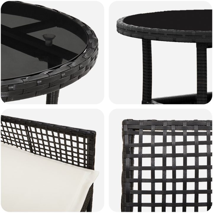 3-delars Trädgårdsmöbelset Svart Poly Rottning vidaXL 60 x 60 x 75 cm – bild 9