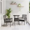3-delars Trädgårdsmöbelset Svart Poly Rottning vidaXL 60 x 60 x 75 cm – miniatyr 1