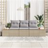3-delars Trädgårdsoffa med Kuddar Beige Poly Rattan Akacia vidaXL 239 x 62 x 69 cm – miniatyr 3