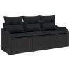 3 Delars Trädgårdsoffa med Kuddar Svart Poly Rattan vidaXL Medium, 121 x 62 x 69 cm – miniatyr 2
