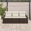 3-delars trädgårdsoffaset med kuddar brun poly-rotting vidaXL 178 x 62 x 85 cm – miniatyr 3
