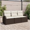 3 Delars Trädgårdsoffasett med Kuddar Brun Poly Rattan vidaXL 179 x 62 x 85 cm – miniatyr 1