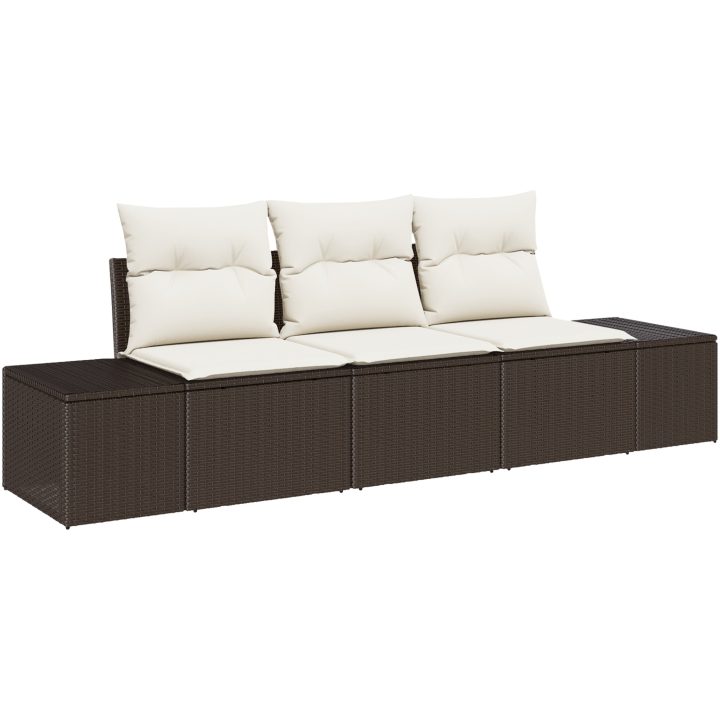 3 Delars Trädgårdsoffasett med Kuddar Brun Poly-Rotting vidaXL 239 x 62 x 85 cm – bild 2