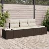 3 Delars Trädgårdsoffasett med Kuddar Brun Poly-Rotting vidaXL 239 x 62 x 85 cm – miniatyr 1
