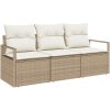 3 Delars Trädgårdsoffset med Kuddar Beige Poly Rotting vidaXL Standard – miniatyr 2