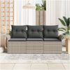 3-delars Trädgårdsoffset med kuddar i ljusgrå poly-rattan vidaXL 196 x 62 x 85cm – miniatyr 3