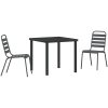 3 Delars Trädgårdsset i Mörkgrått Stål vidaXL 80 x 80 x 73 cm – miniatyr 2