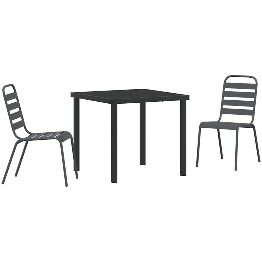 3 Delars Trädgårdsset i Mörkgrått Stål vidaXL 80 x 80 x 73 cm – bild 2