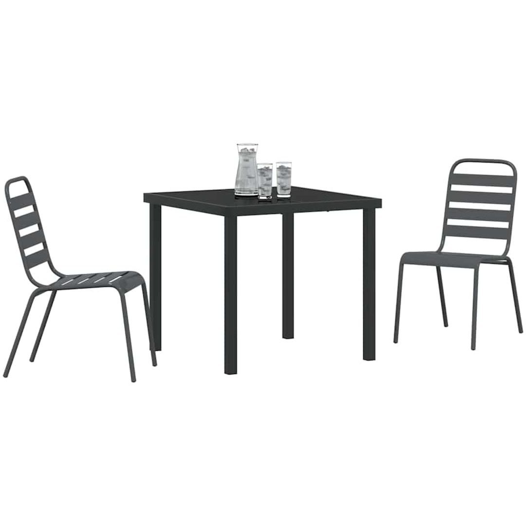 3 Delars Trädgårdsset i Mörkgrått Stål vidaXL 80 x 80 x 73 cm – bild 3