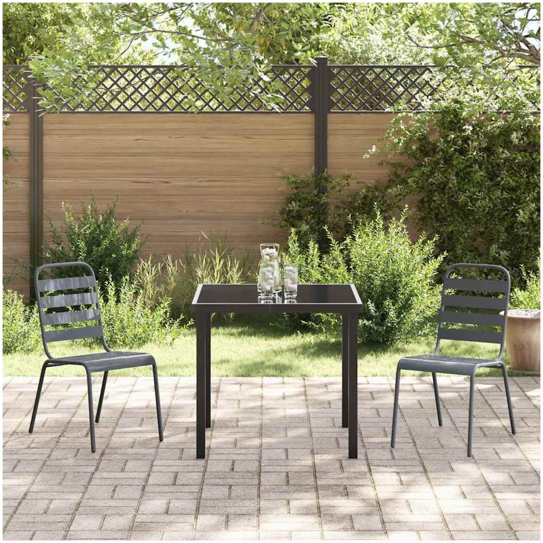 3 Delars Trädgårdsset i Mörkgrått Stål vidaXL 80 x 80 x 73 cm – bild 4