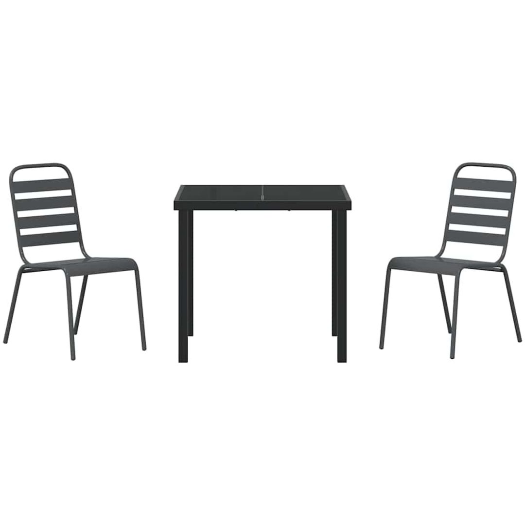 3 Delars Trädgårdsset i Mörkgrått Stål vidaXL 80 x 80 x 73 cm – bild 6