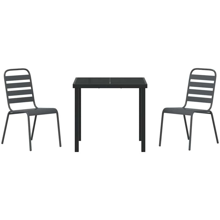 3 Delars Trädgårdsset i Mörkgrått Stål vidaXL 80 x 80 x 73 cm – bild 6
