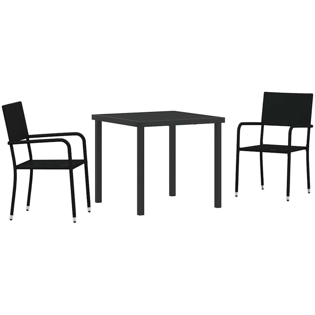 3-delars trädgårdsset i svart poly-rattan vidaXL 80 x 80 x 73 cm – bild 2