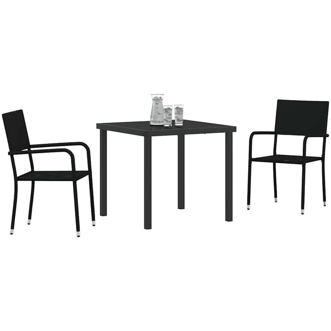 3-delars trädgårdsset i svart poly-rattan vidaXL 80 x 80 x 73 cm – bild 3