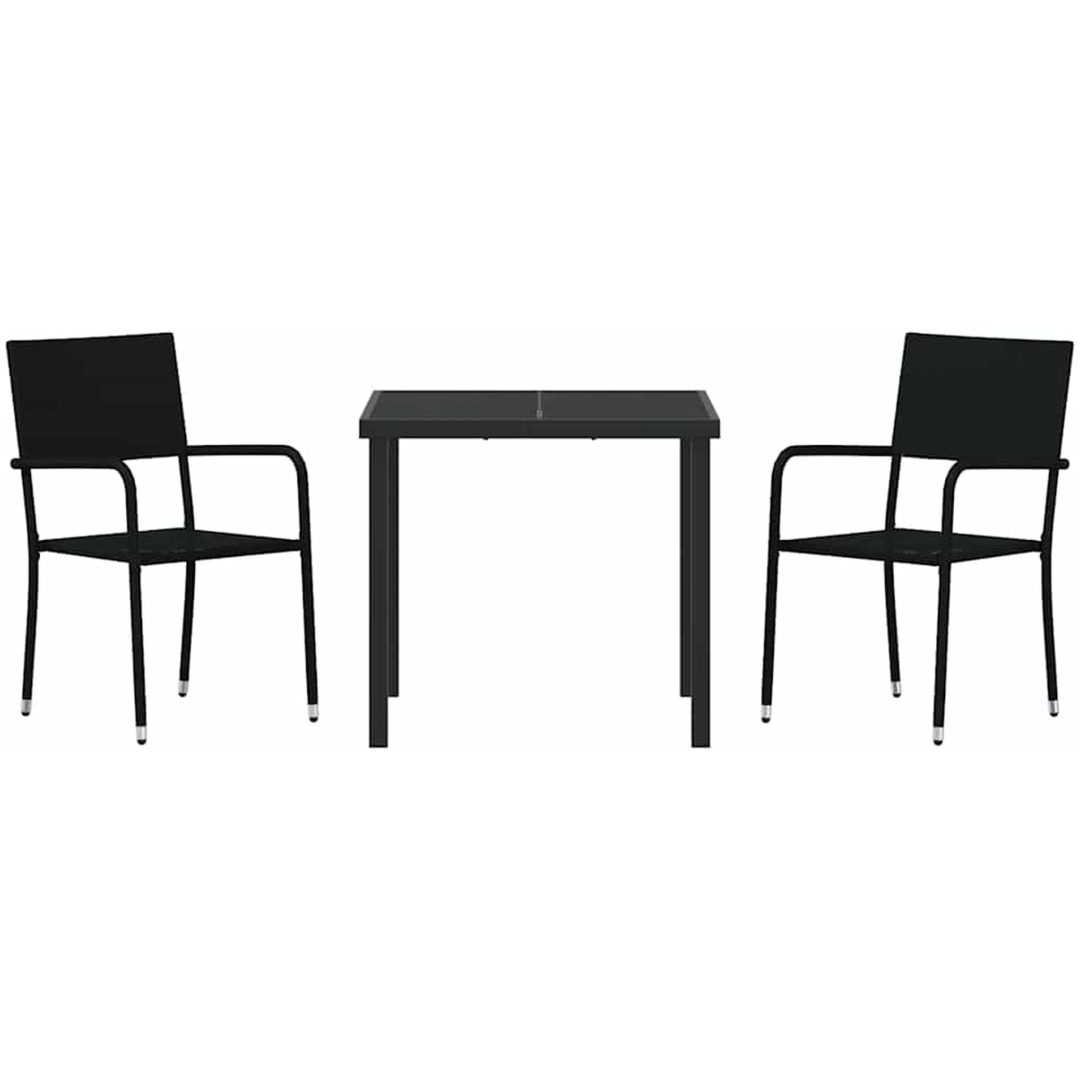 3-delars trädgårdsset i svart poly-rattan vidaXL 80 x 80 x 73 cm – bild 6