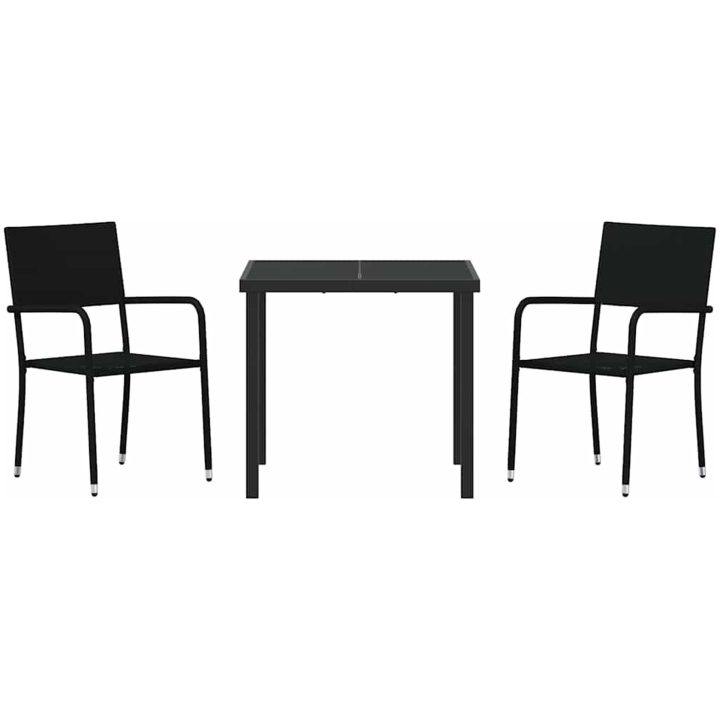 3-delars trädgårdsset i svart poly-rattan vidaXL 80 x 80 x 73 cm – bild 6