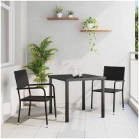 3-delars trädgårdsset i svart poly-rattan vidaXL