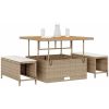 3-delars trädgårdsset med kuddar beige polyrotting akacia vidaXL 100 cm – miniatyr 3