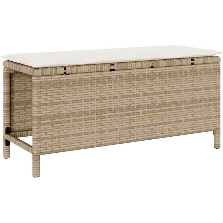 3-delars trädgårdsset med kuddar beige polyrotting akacia vidaXL 100 cm – bild 5