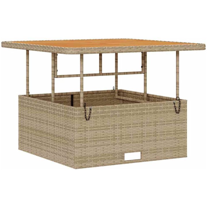 3-delars trädgårdsset med kuddar beige polyrotting akacia vidaXL 100 cm – bild 6