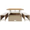3-delars trädgårdsset med kuddar beige polyrotting akacia vidaXL 100 cm – miniatyr 7