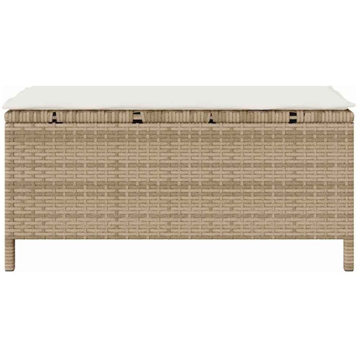 3-delars trädgårdsset med kuddar beige polyrotting akacia vidaXL 100 cm – bild 8