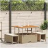3-delars trädgårdsset med kuddar beige polyrotting akacia vidaXL 100 cm – miniatyr 1