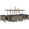3 Delars Trädgårdsset med Kuddar Grå Poly Rattan Akacia vidaXL 100 cm – miniatyr 3
