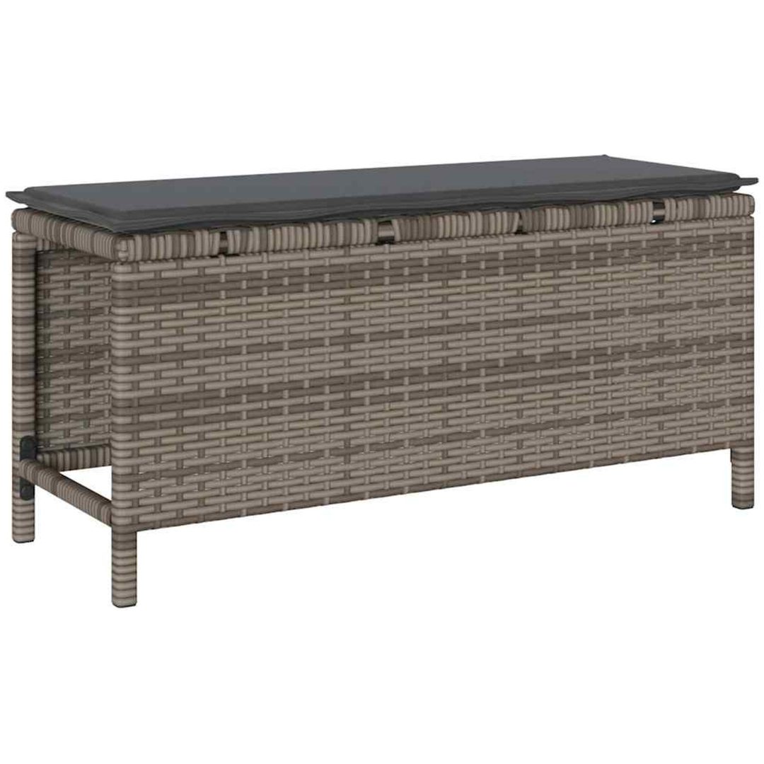 3 Delars Trädgårdsset med Kuddar Grå Poly Rattan Akacia vidaXL 100 cm – bild 5