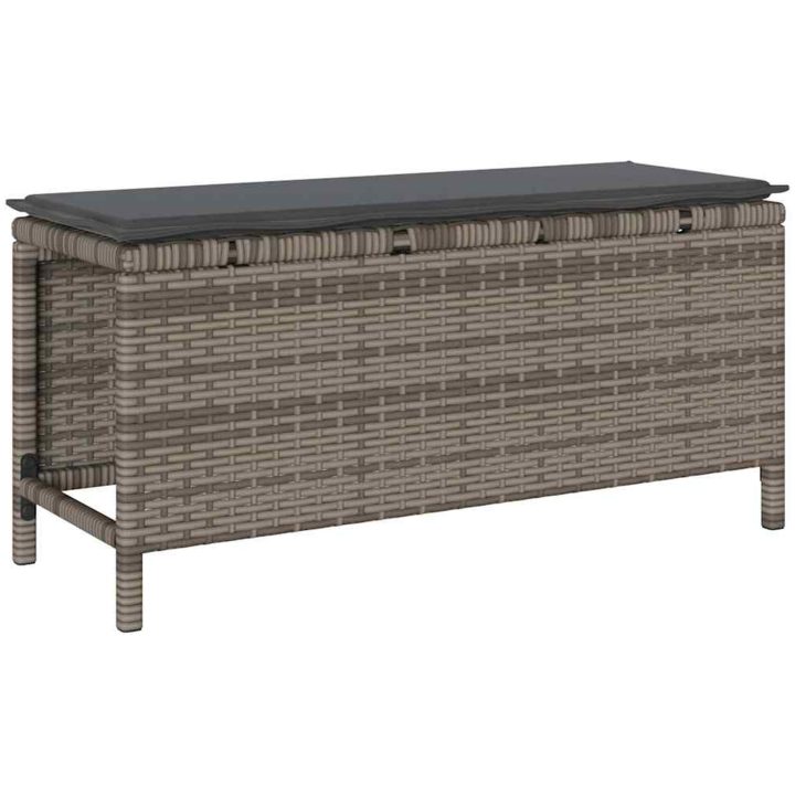 3 Delars Trädgårdsset med Kuddar Grå Poly Rattan Akacia vidaXL 100 cm – bild 5