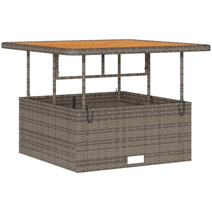 3 Delars Trädgårdsset med Kuddar Grå Poly Rattan Akacia vidaXL 100 cm – bild 6