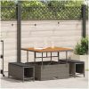 3 Delars Trädgårdsset med Kuddar Grå Poly Rattan Akacia vidaXL 100 cm – miniatyr 1