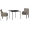 3-delars trädgårdsset med kuddar, grå PVC-rattan. vidaXL 80 x 80 x 73 cm – miniatyr 2