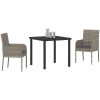 3-delars trädgårdsset med kuddar, grå PVC-rattan. vidaXL 80 x 80 x 73 cm – miniatyr 3