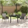 3-delars trädgårdsset med kuddar, grå PVC-rattan. vidaXL 80 x 80 x 73 cm – miniatyr 4