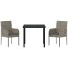 3-delars trädgårdsset med kuddar, grå PVC-rattan. vidaXL 80 x 80 x 73 cm – miniatyr 7