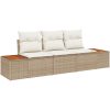 3-Delars Trädgårdssoffa Set med Kuddar Beige Poly Rottning Akacia vidaXL 239 x 62 x 69 cm – miniatyr 2