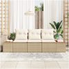 3-Delars Trädgårdssoffa Set med Kuddar Beige Poly Rottning Akacia vidaXL 239 x 62 x 69 cm – miniatyr 3