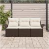 3-delars trädgårdssoffgrupp med kuddar - Brun Poly Rattan vidaXL 196 x 62 x 85cm – miniatyr 3