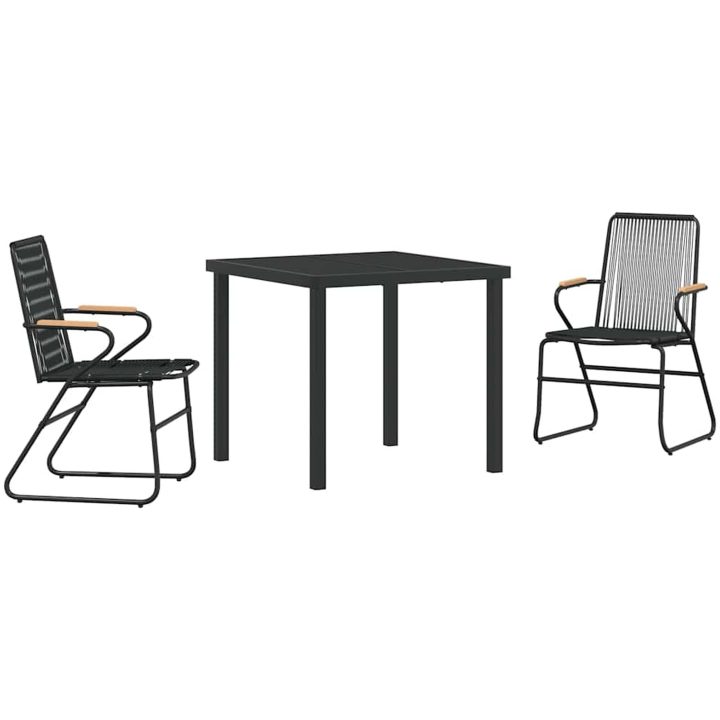 3-delars Utegrupp i Svart PVC Rattan vidaXL 80 x 80 x 73 cm – bild 2