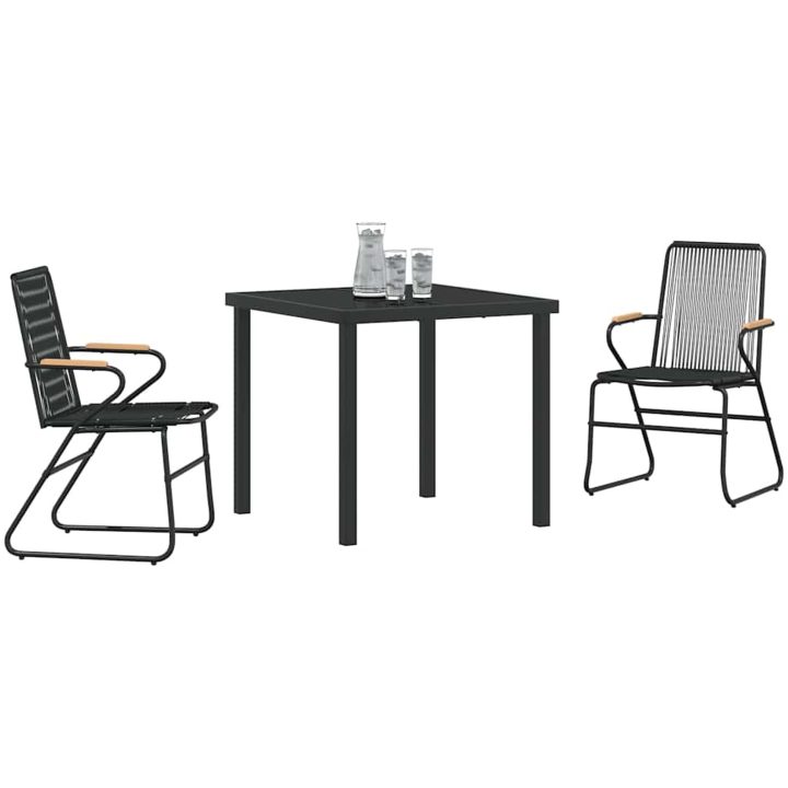 3-delars Utegrupp i Svart PVC Rattan vidaXL 80 x 80 x 73 cm – bild 3