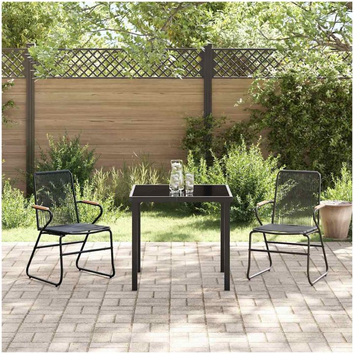 3-delars Utegrupp i Svart PVC Rattan vidaXL 80 x 80 x 73 cm – bild 4
