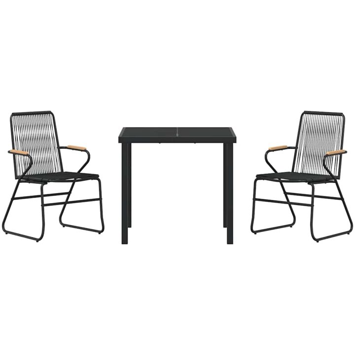 3-delars Utegrupp i Svart PVC Rattan vidaXL 80 x 80 x 73 cm – bild 6