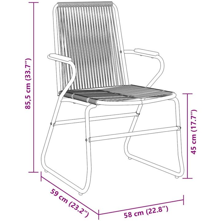 3-delars Utegrupp i Svart PVC Rattan vidaXL 80 x 80 x 73 cm – bild 8