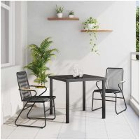 3-delars Utegrupp i Svart PVC Rattan vidaXL