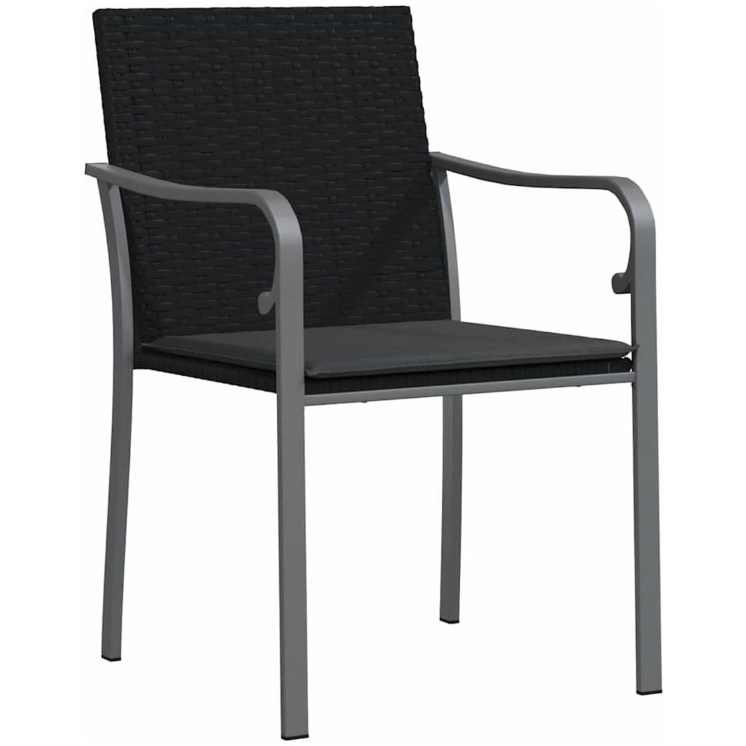 3-delars utemöbelset med dynor i svart polyrotting vidaXL Medium – bild 6