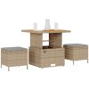 3-delars utemöbelset med kuddar Beige Poly Rattan Akacia vidaXL 80 cm – miniatyr 3