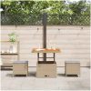 3-delars utemöbelset med kuddar Beige Poly Rattan Akacia vidaXL 80 cm – miniatyr 4