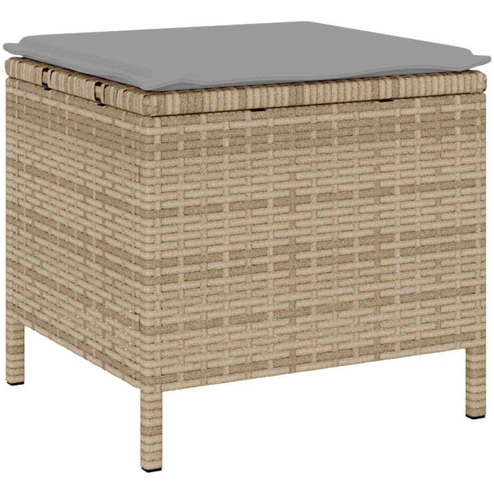 3-delars utemöbelset med kuddar Beige Poly Rattan Akacia vidaXL 80 cm – bild 6