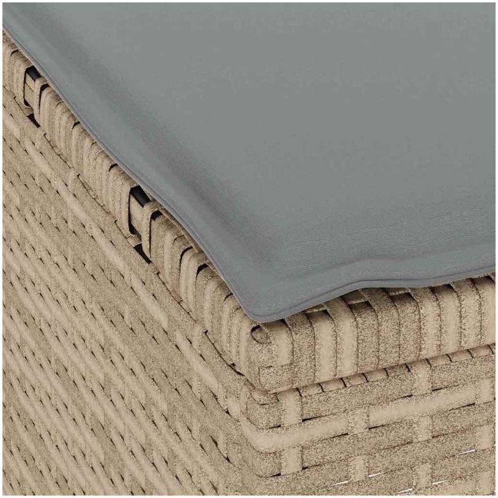 3-delars utemöbelset med kuddar Beige Poly Rattan Akacia vidaXL 80 cm – bild 10